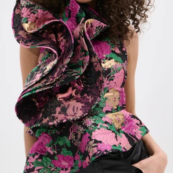 AKIRA JULIETTE EXAGGERATED RUFFLE BLOUSE - S - Picture 3 of 5